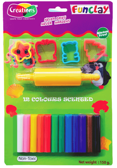Picture of Creations Funclay 150 Grams 12 Colours 4 Small Moulds