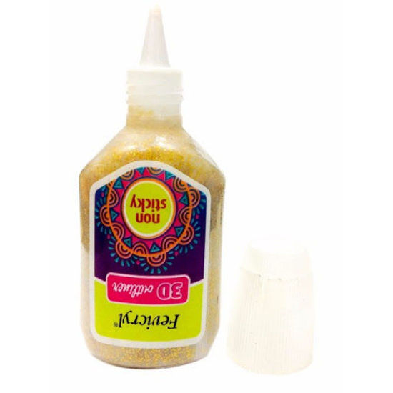 Picture of Fevicryl Non-sticky 3D Cone Outliner - Glitter Golden - 20ml